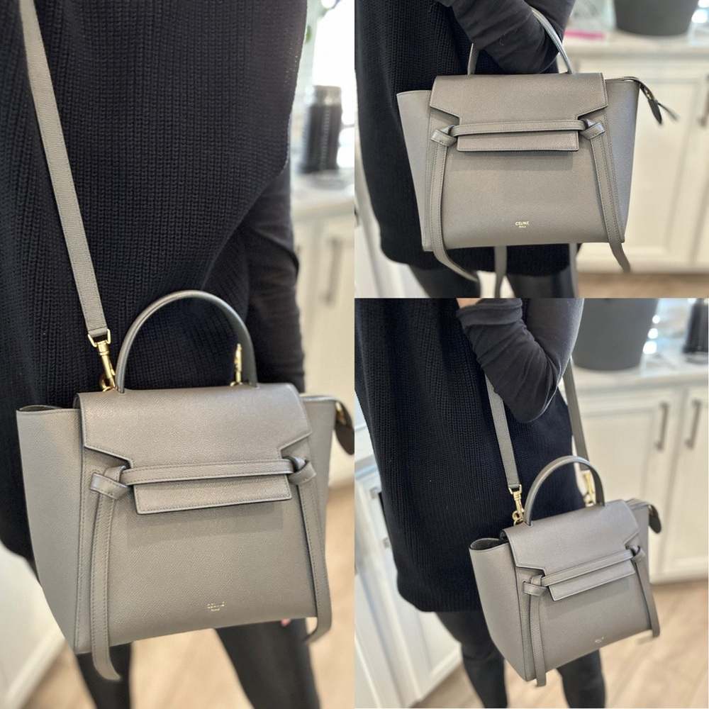 ❤️SOLD❤️ Auth CELINE Micro Grey Belt Bag in Grained Leather 9 x 8 IN - Picture 16 of 16